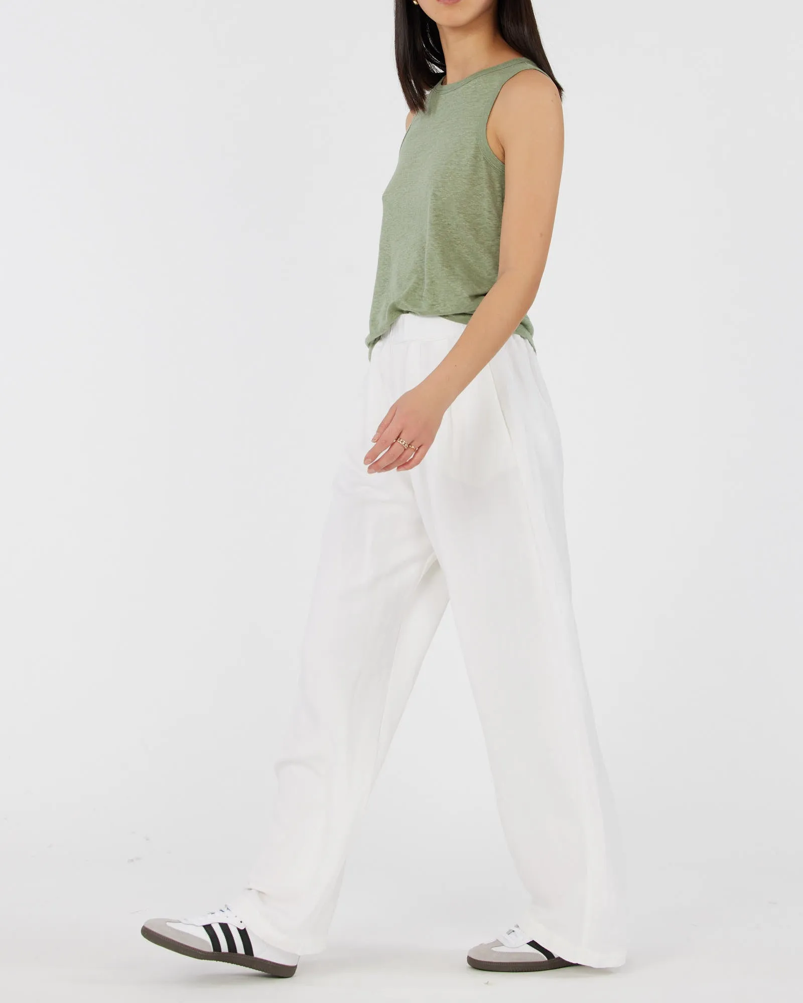 Aceline Linen Jersey Tank - Green Tea