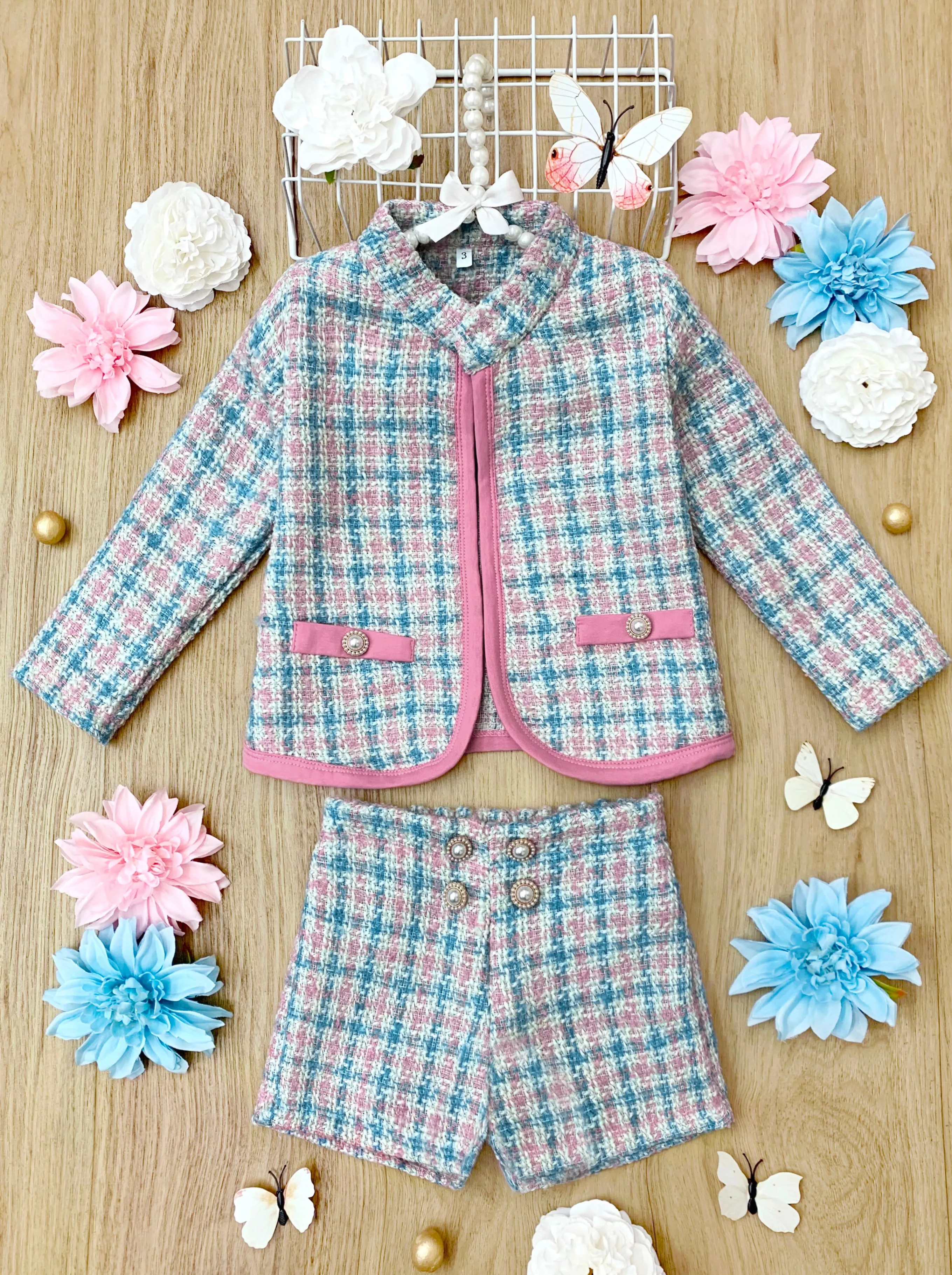 Adored Tweed Matching Blazer And Shorts Set