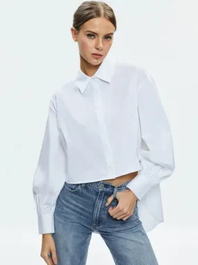 Alice   Olivia - Finely Cropped Button Down - Off White