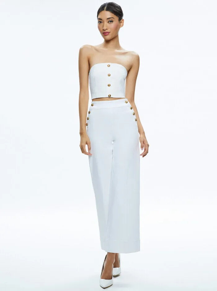 Alice   Olivia - Mel Denim Button Up Bustier - Off White