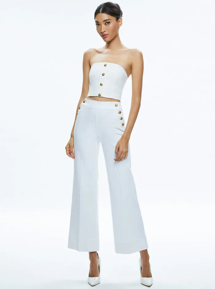 Alice   Olivia - Mel Denim Button Up Bustier - Off White