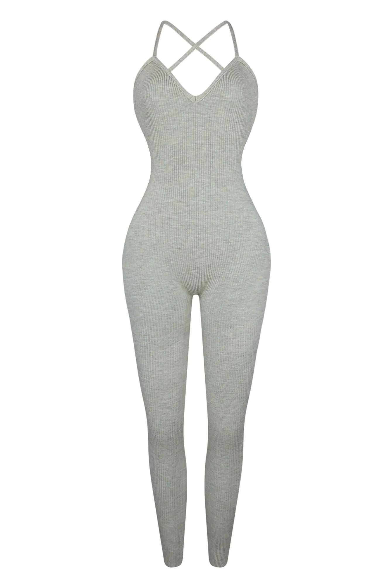 Archives Ribbed Open Back Jumpsuit