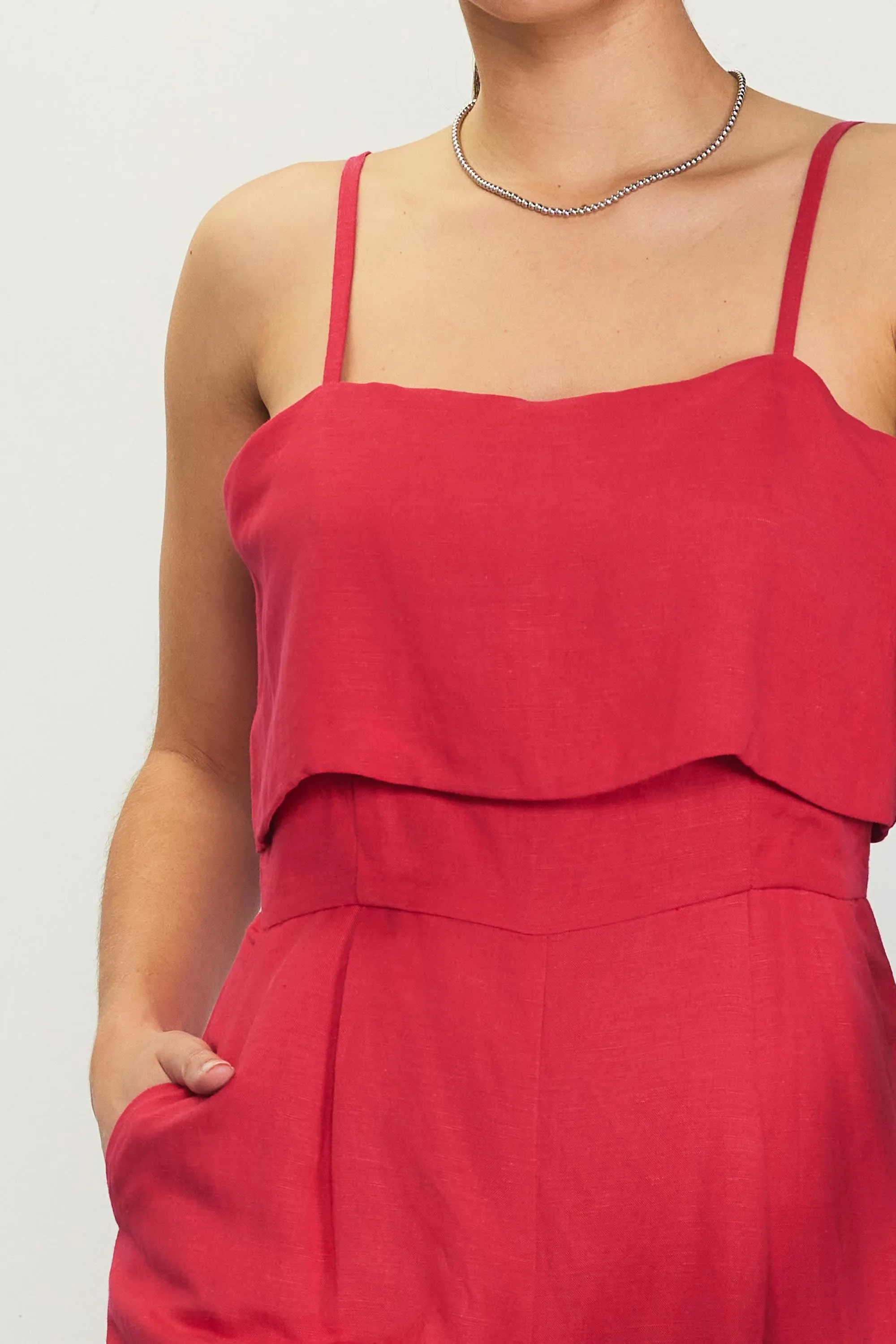 Asher Linen Jumpsuit (Red)