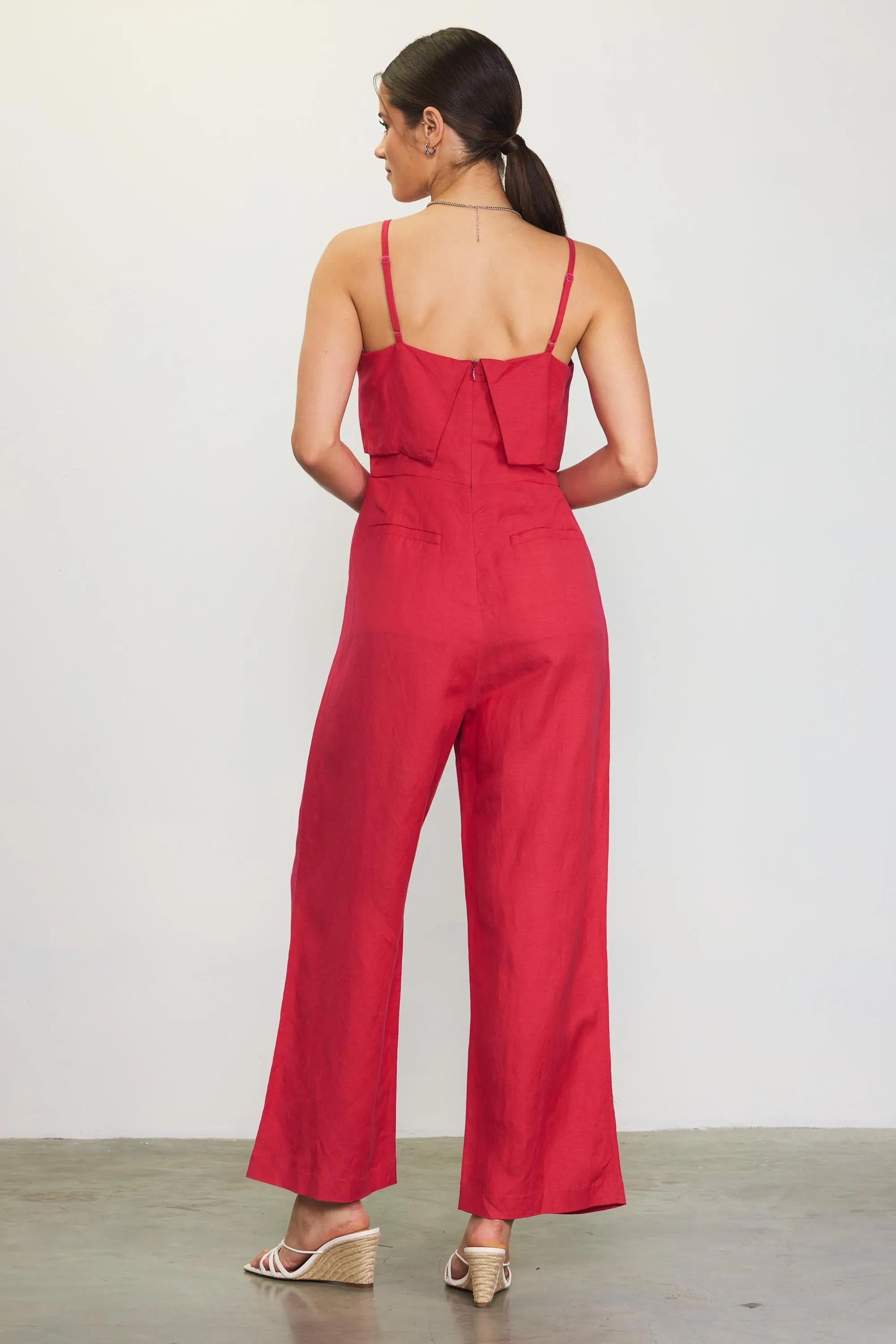 Asher Linen Jumpsuit (Red)