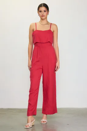 Asher Linen Jumpsuit (Red)