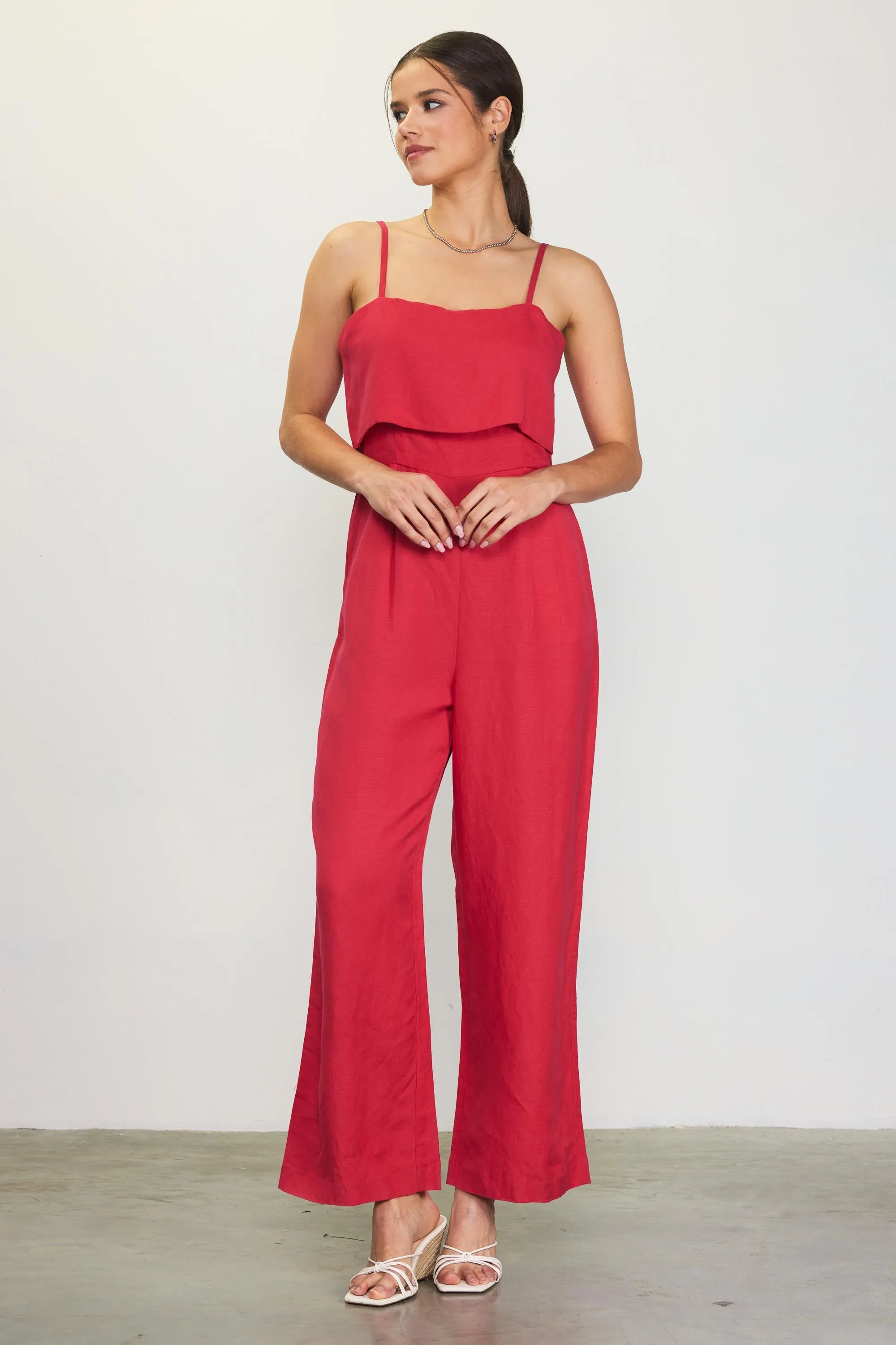 Asher Linen Jumpsuit (Red)