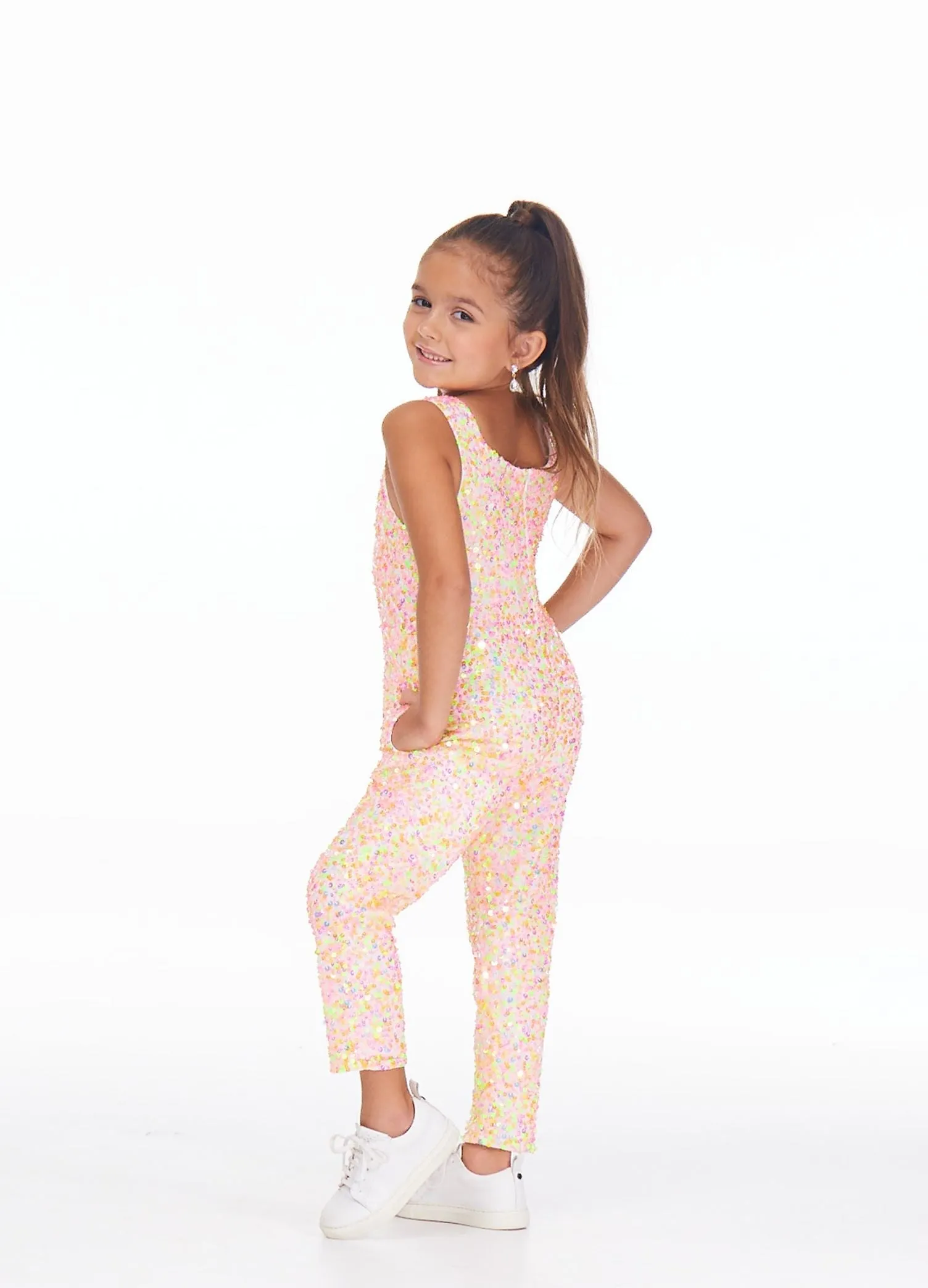 Ashley Lauren Kids 8025 Mint Kids Fully Beaded Jumpsuit Sequin Straight Pants Size 4, 12