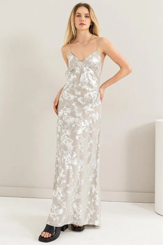 Avid Admiration Foil Print Maxi Dress