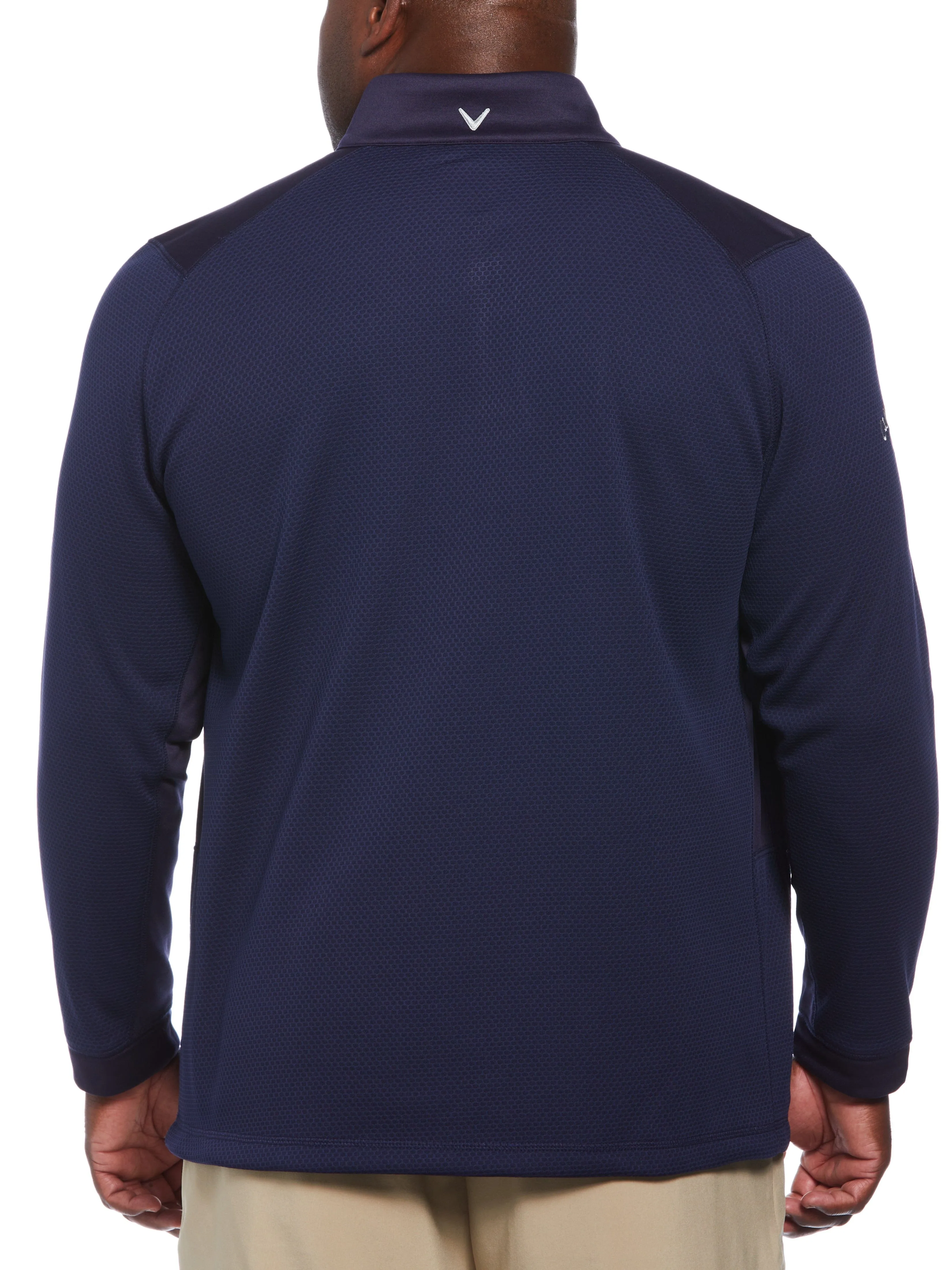 Big & Tall Eco Textured Hexagon Print Midweight Half Zip Golf Shirt