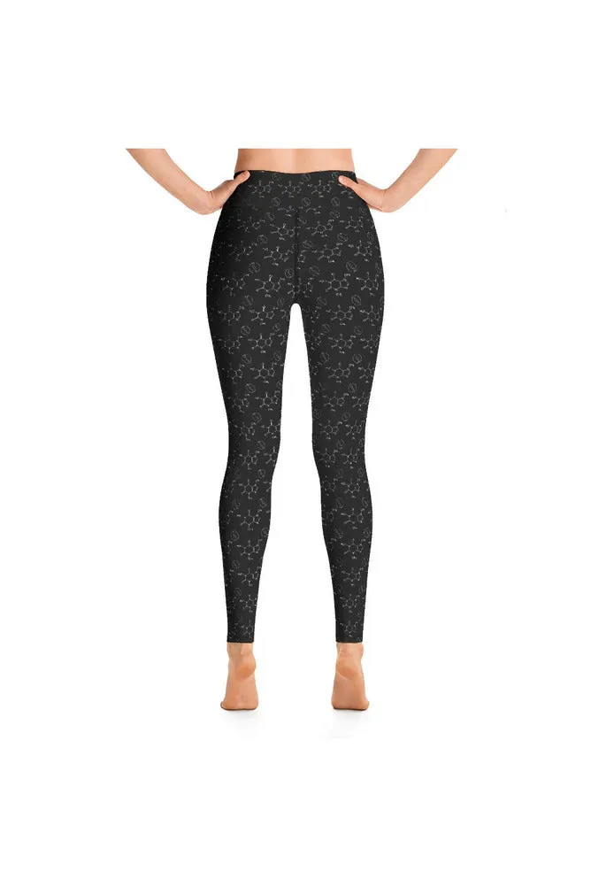 Caffeine Beans and Molecules Yoga Leggings