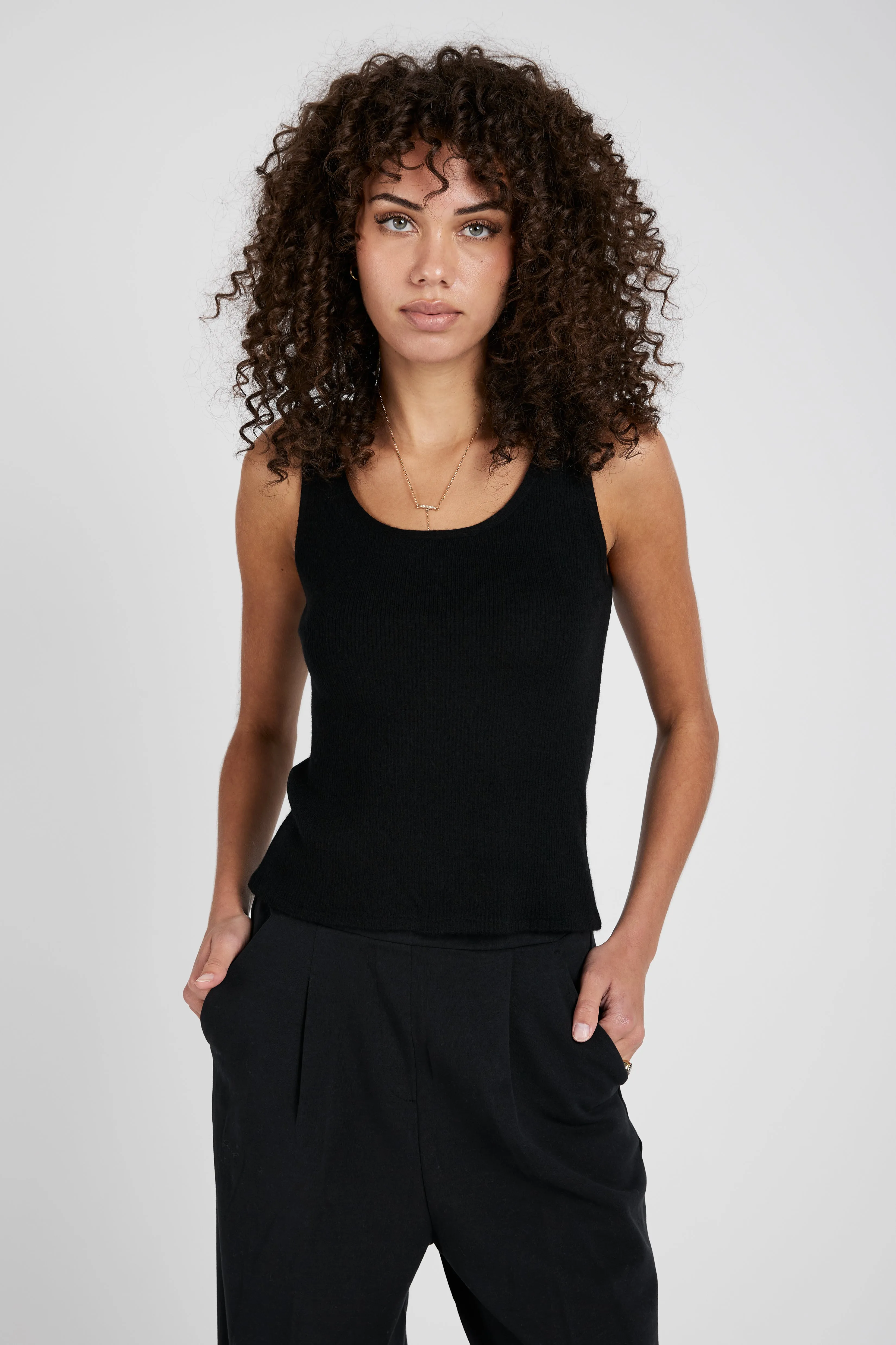 Cassie Cashmere Tank Top in Black