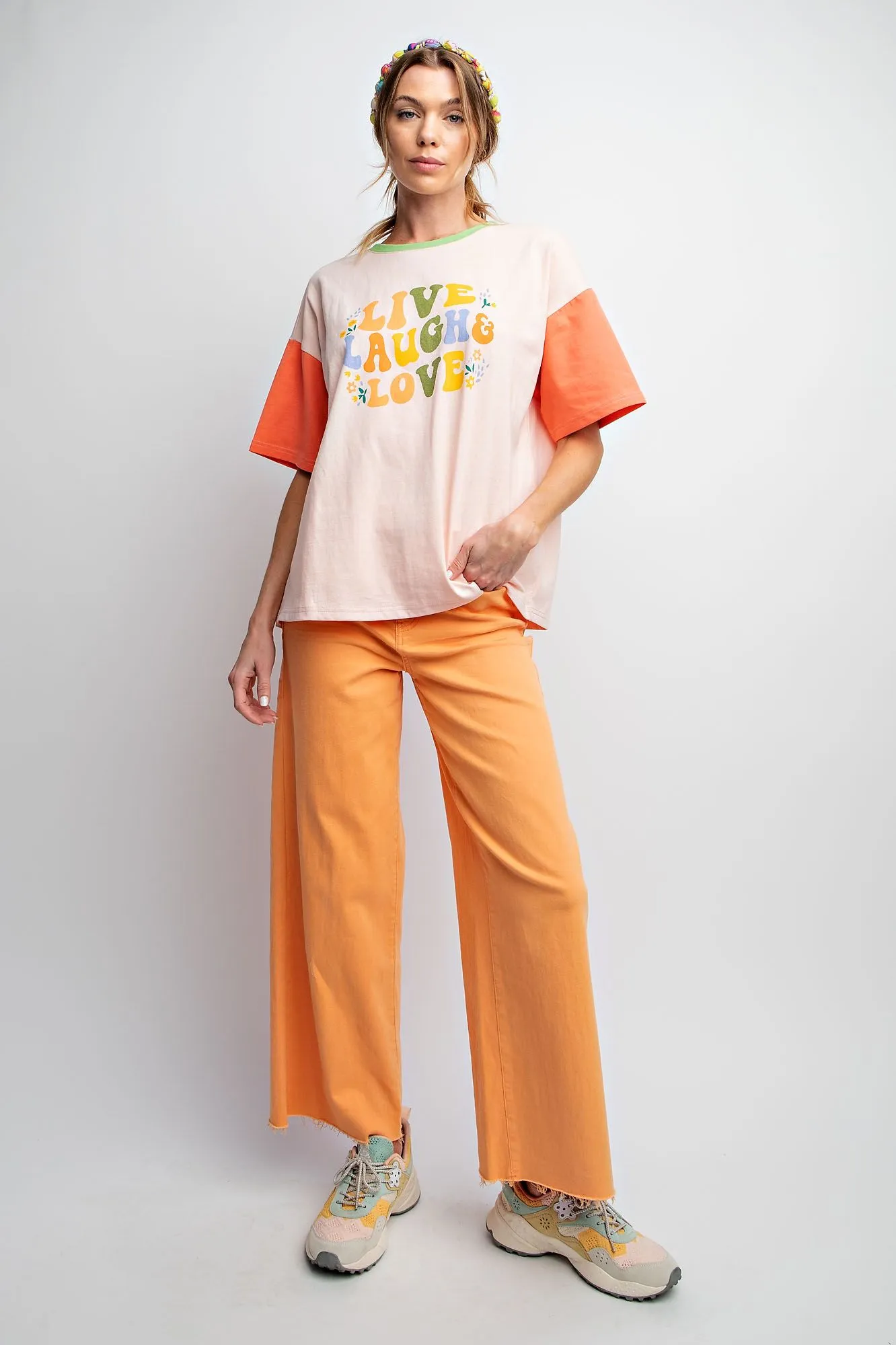 Color Block Jersey Live Laugh Love Top