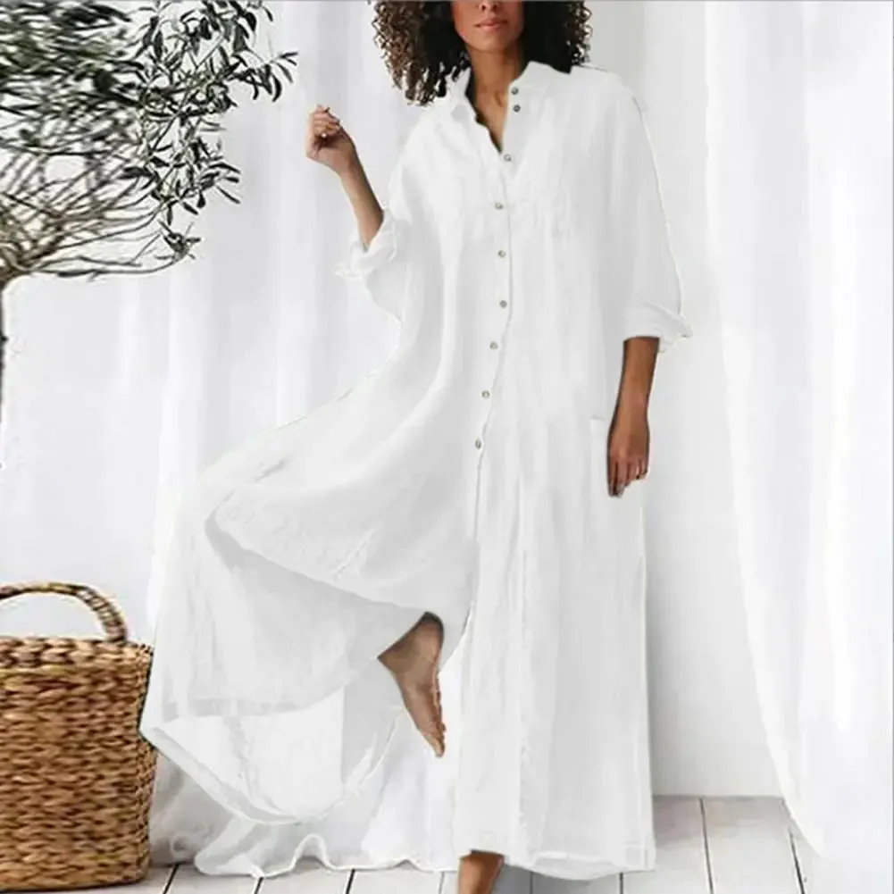 Cotton LinenWomen Jumpsuit Oversized Vintage Button Jumpsuit Summer Women Casual Beach Playsuit Wide Legs Pants Loose Romper