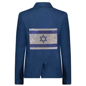 Crystal Israel Flag Blazer -  Denim