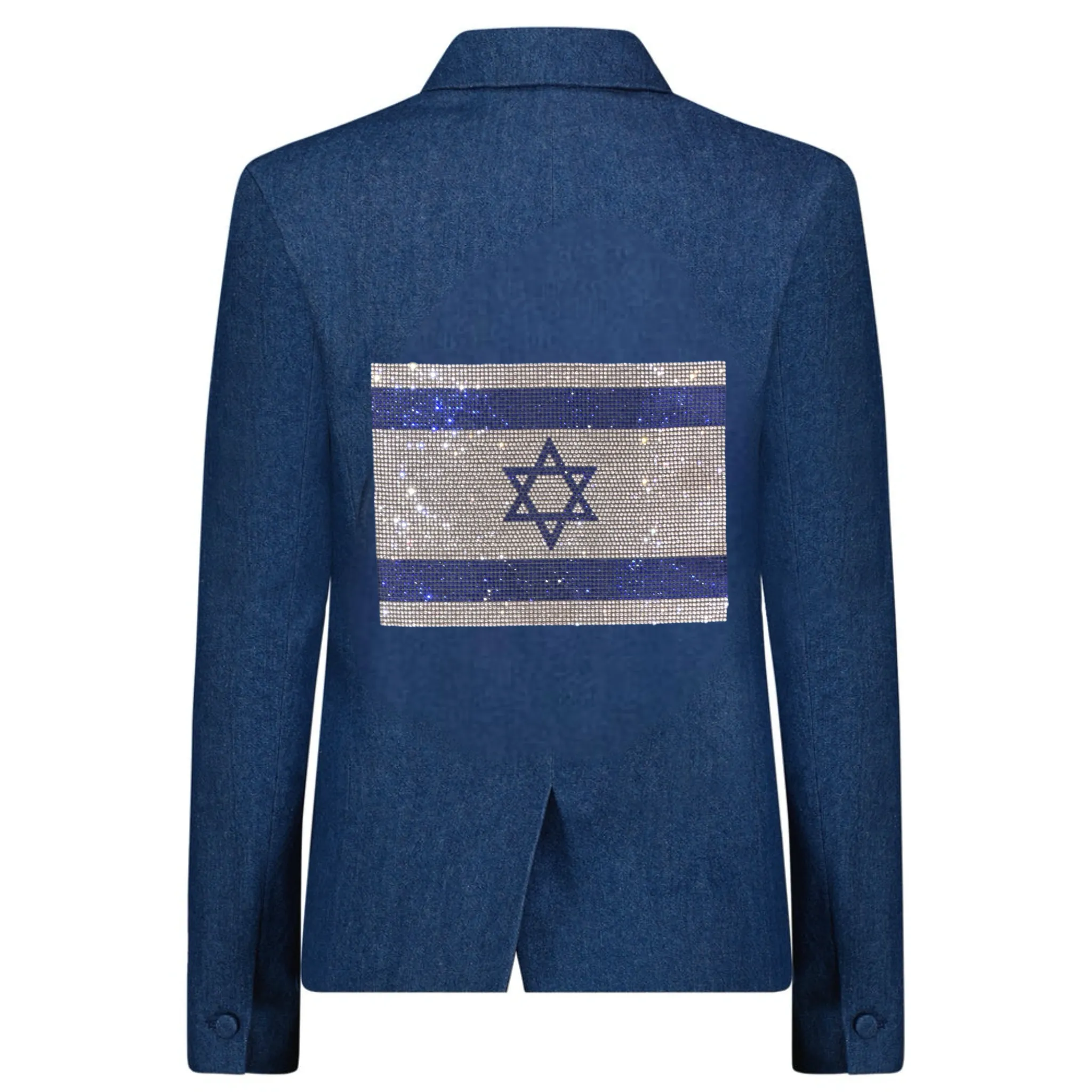 Crystal Israel Flag Blazer -  Denim