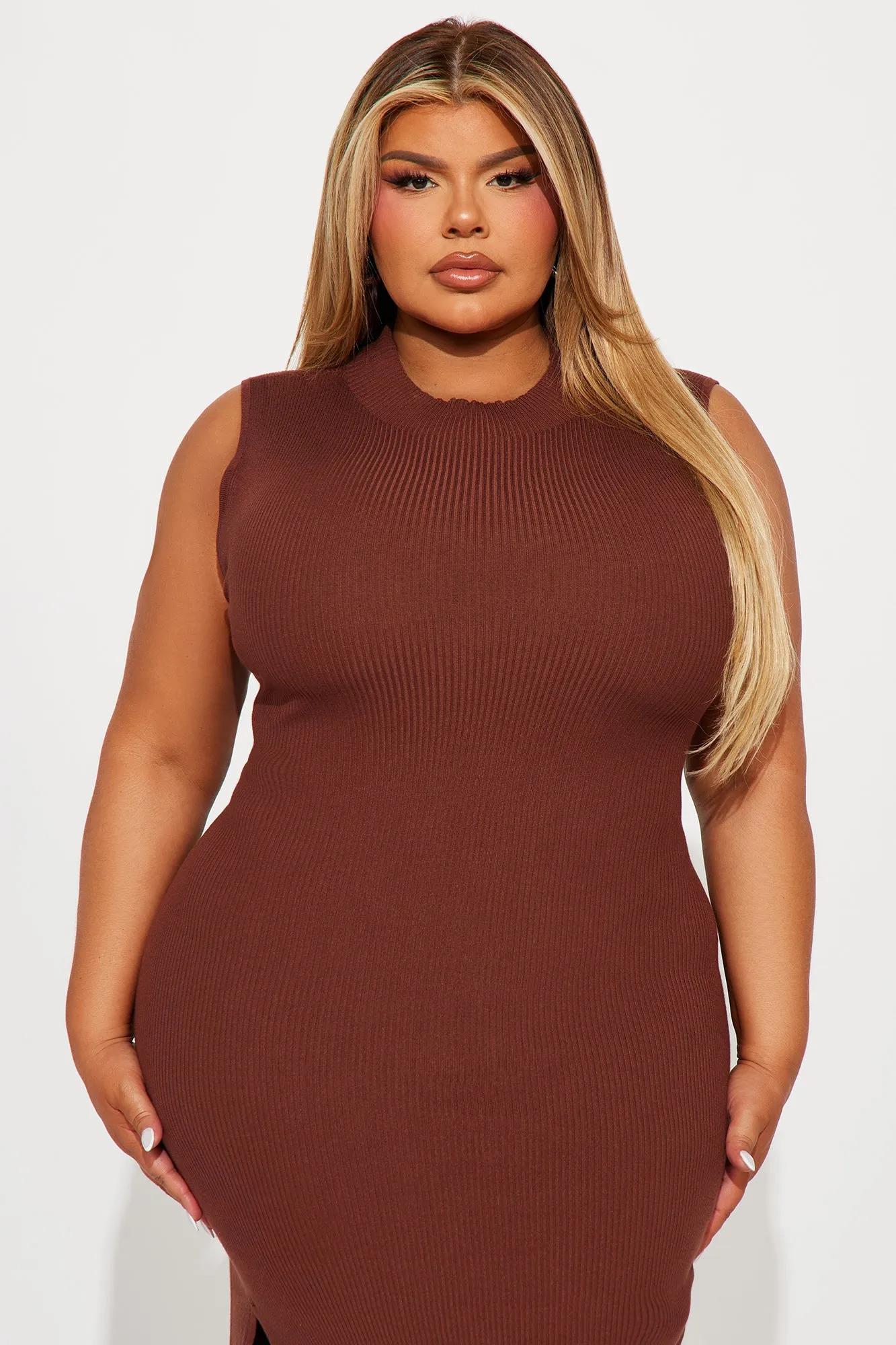 Don't Be Shy Sweater Maxi Dress - Brown