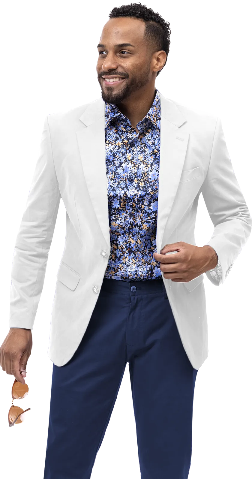 EJ Samuel White Solid Chino Blazer CHJ01