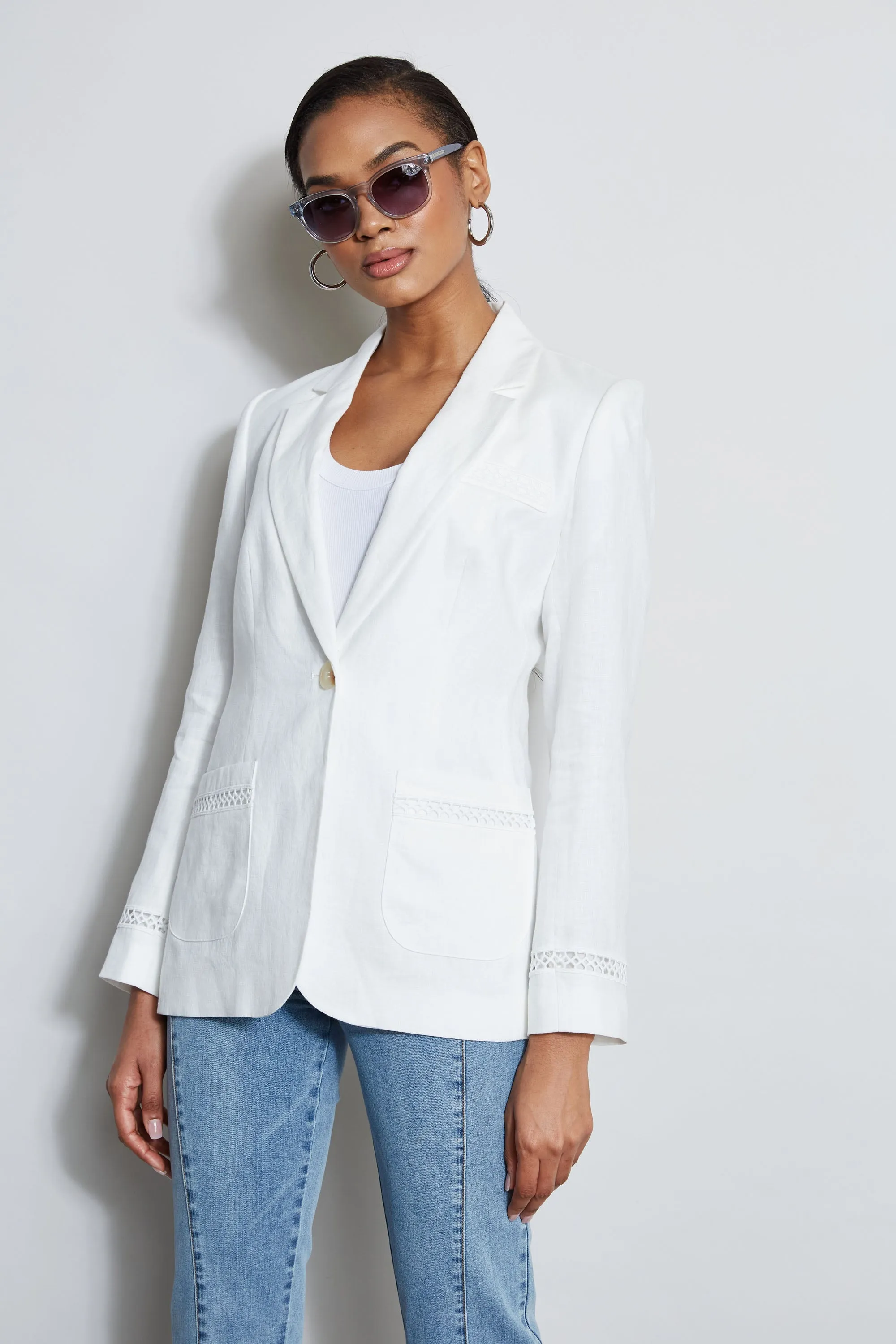 Embroidered Linen Blazer