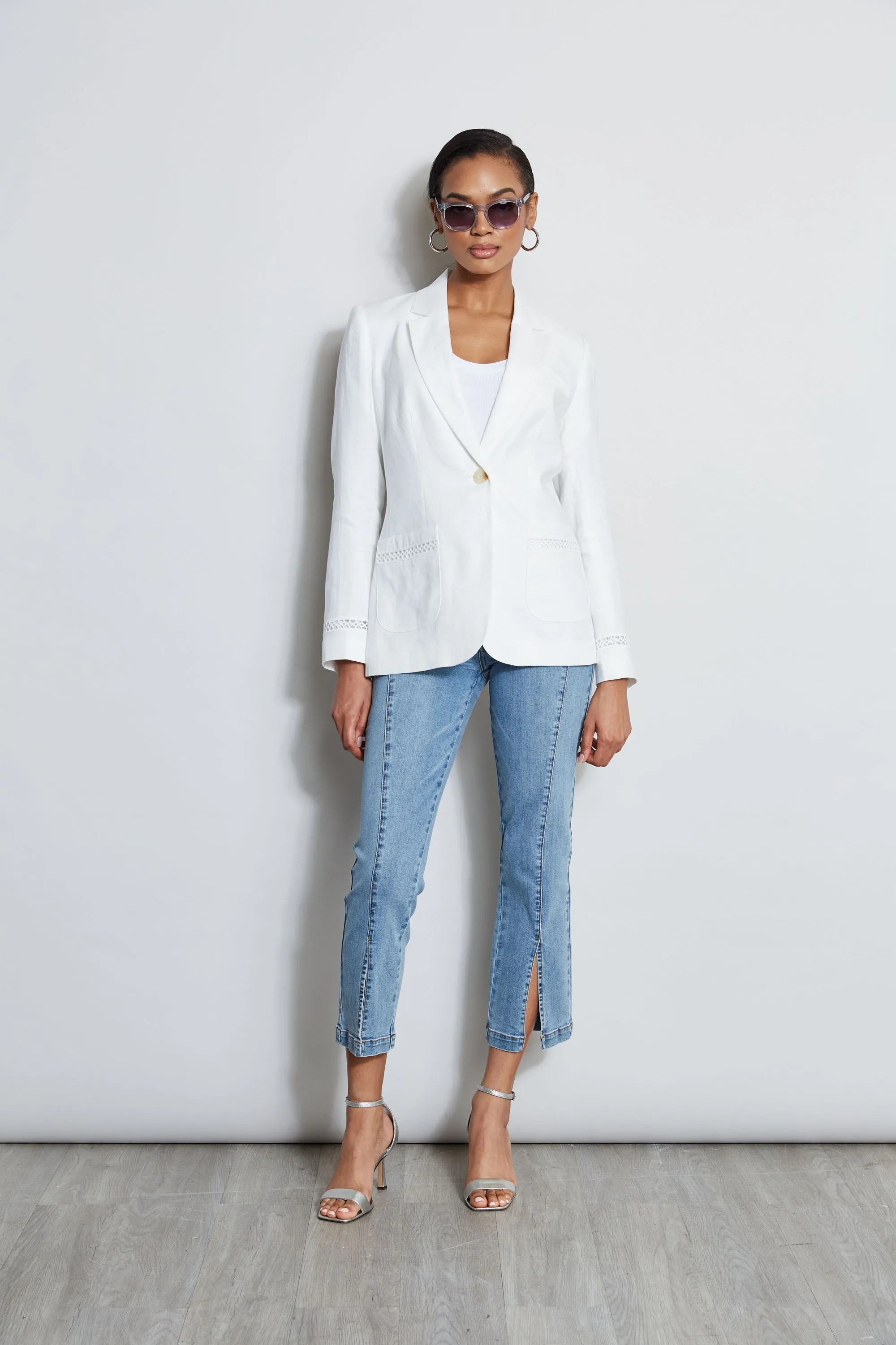 Embroidered Linen Blazer