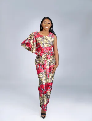 Etnica satin Mbaki jumpsuit