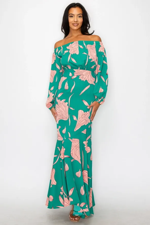 Floral Off Shoulder Maxi Dress