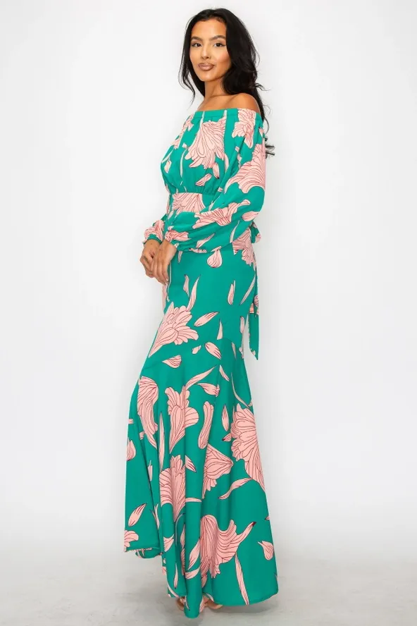 Floral Off Shoulder Maxi Dress