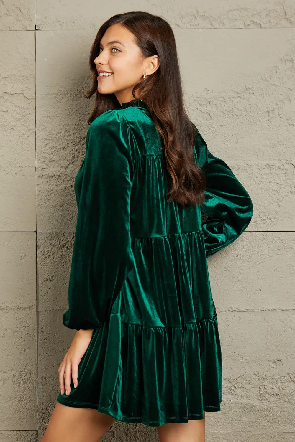 GeeGee Full Size Velvet Tiered Dress