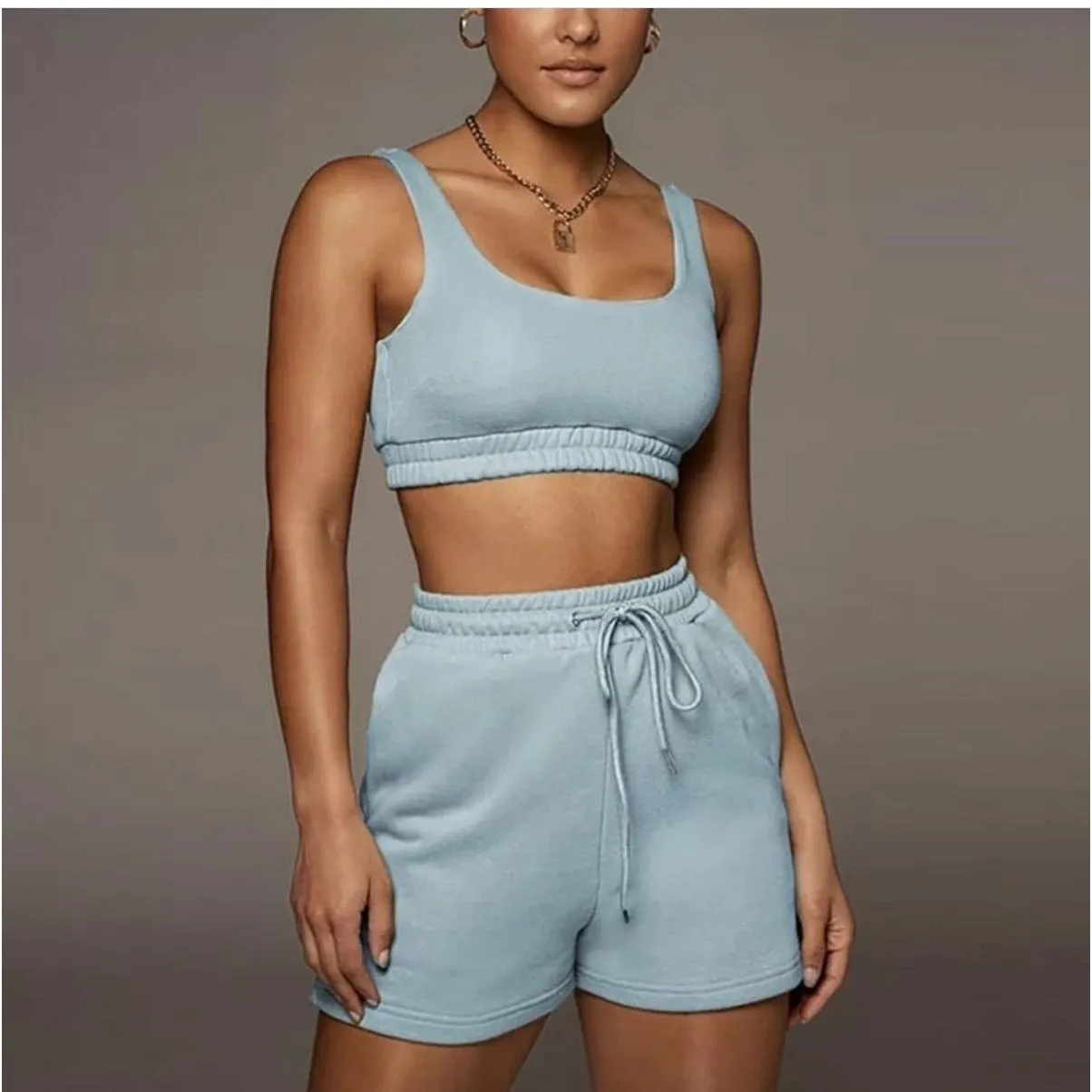 High Wasted Short & Crop Top Set