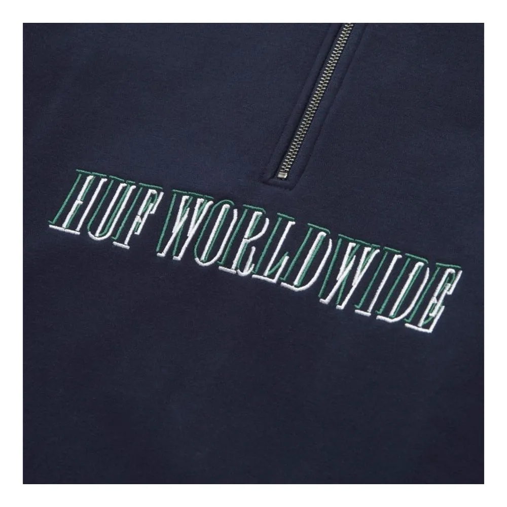 HUF SHADOW SERIF 1/4 ZIP MOCKNECK-NAVY BLAZER