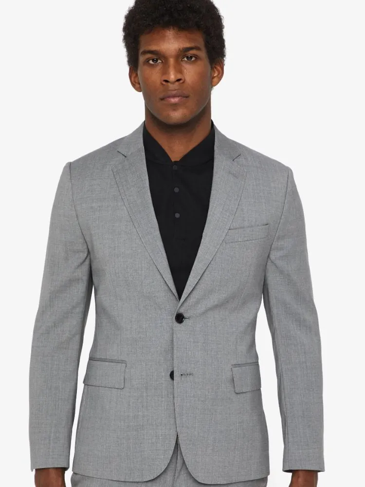 J.Lindeberg Mens Hopper Soft Comfort Wool Blazer - LIGHT GREY MELANGE