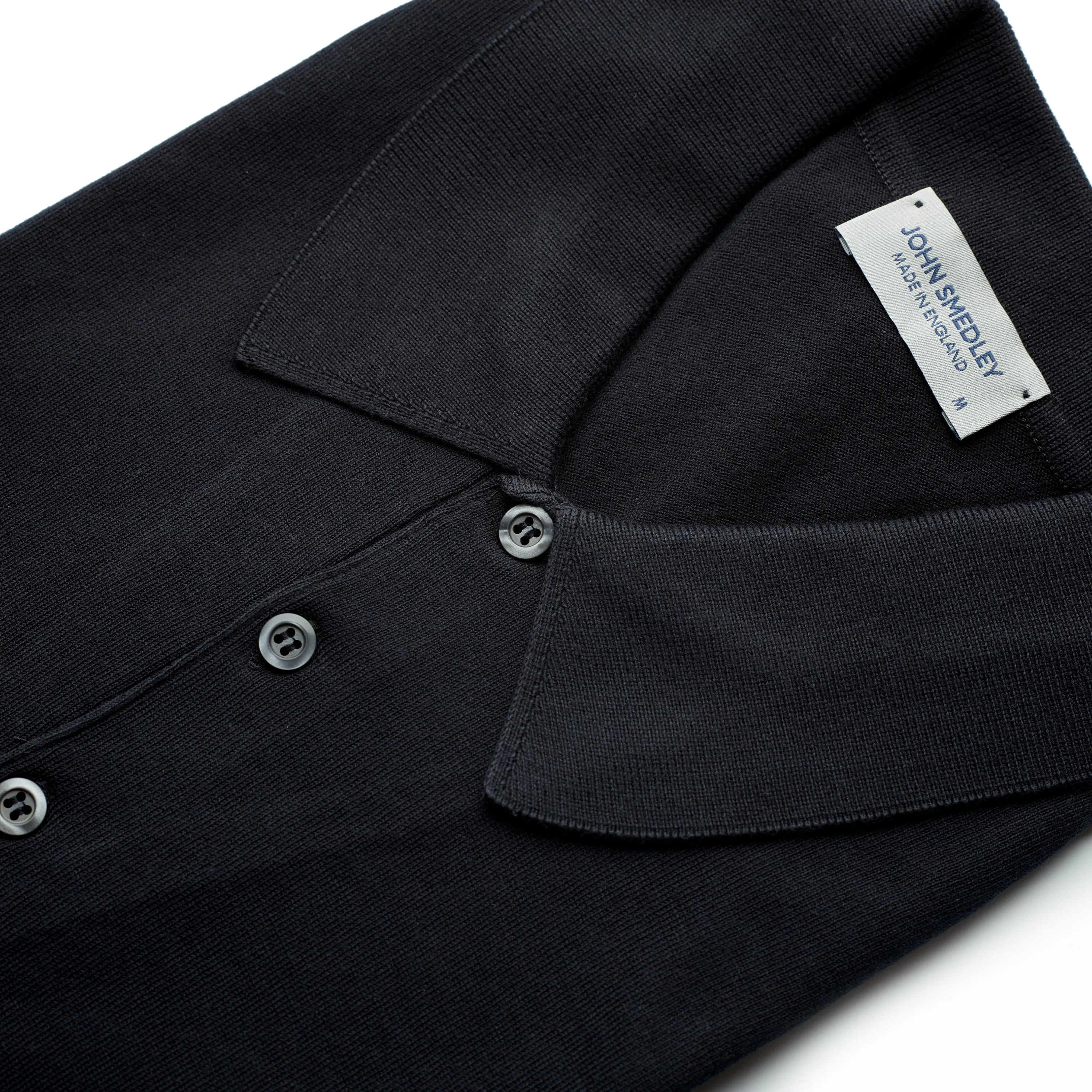 John Smedley Sea Island Cotton Black Polo Shirt