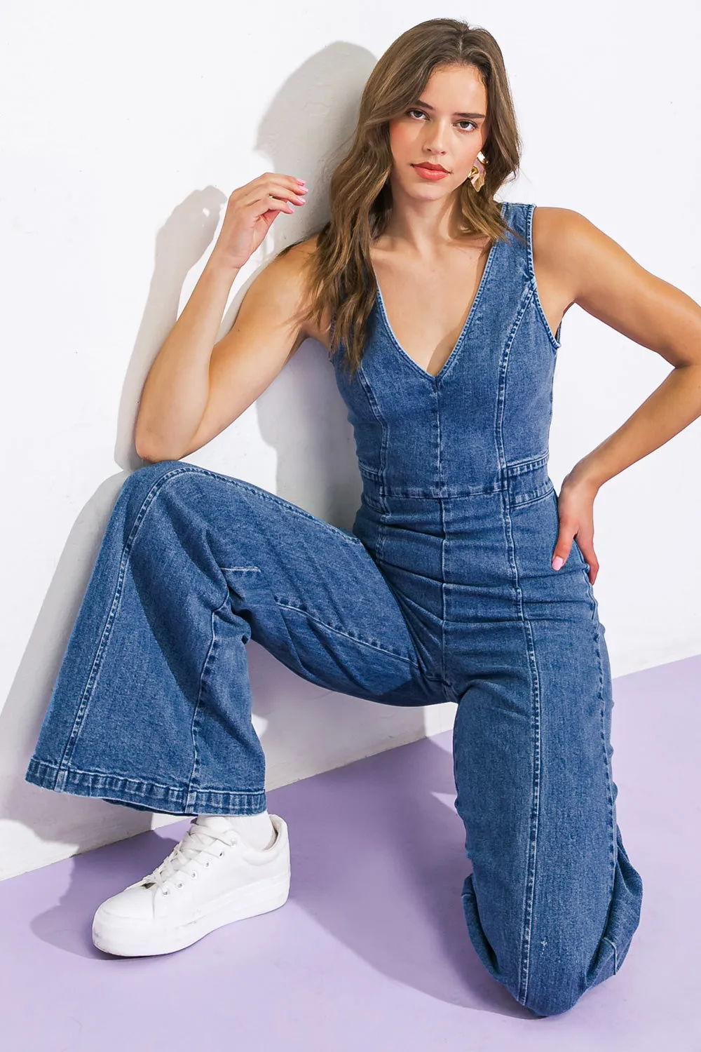 June Washed Denim Jumpsuit