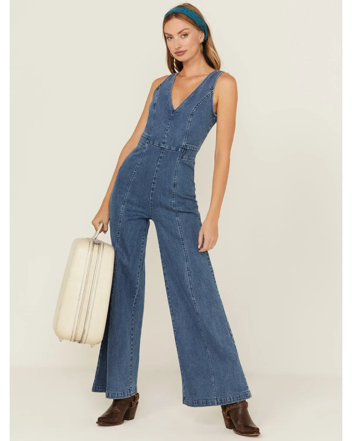 June Washed Denim Jumpsuit