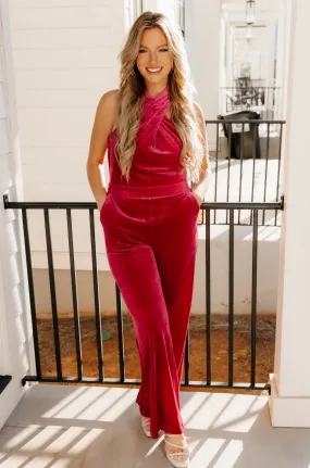 Kara Velvet Halter Jumpsuit