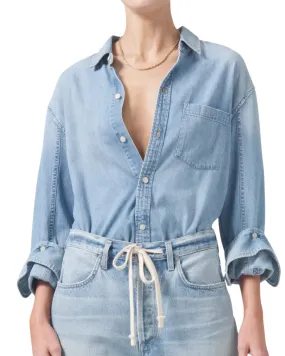 Kayla Shrunken Denim Shirt (Tide)