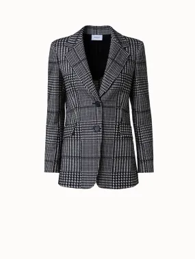 Langer Boyfriend Blazer mit Glencheck-Karo