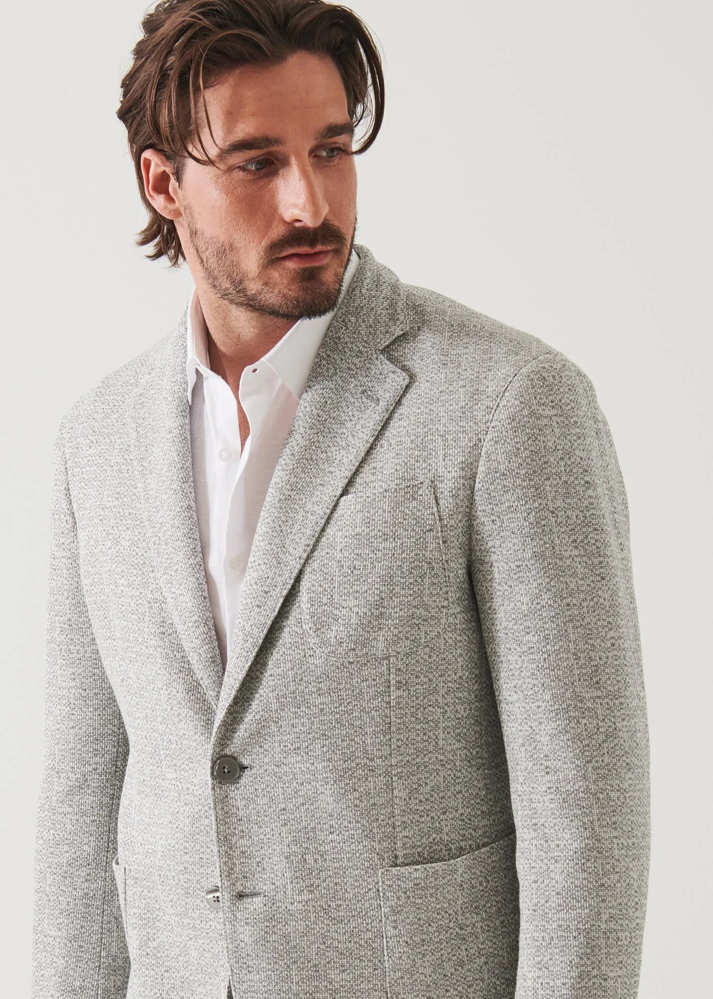 LINEN WOOL BLEND TEXTURED BLAZER