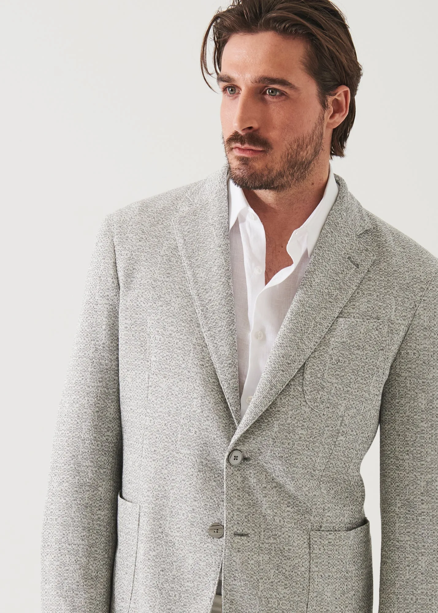 LINEN WOOL BLEND TEXTURED BLAZER