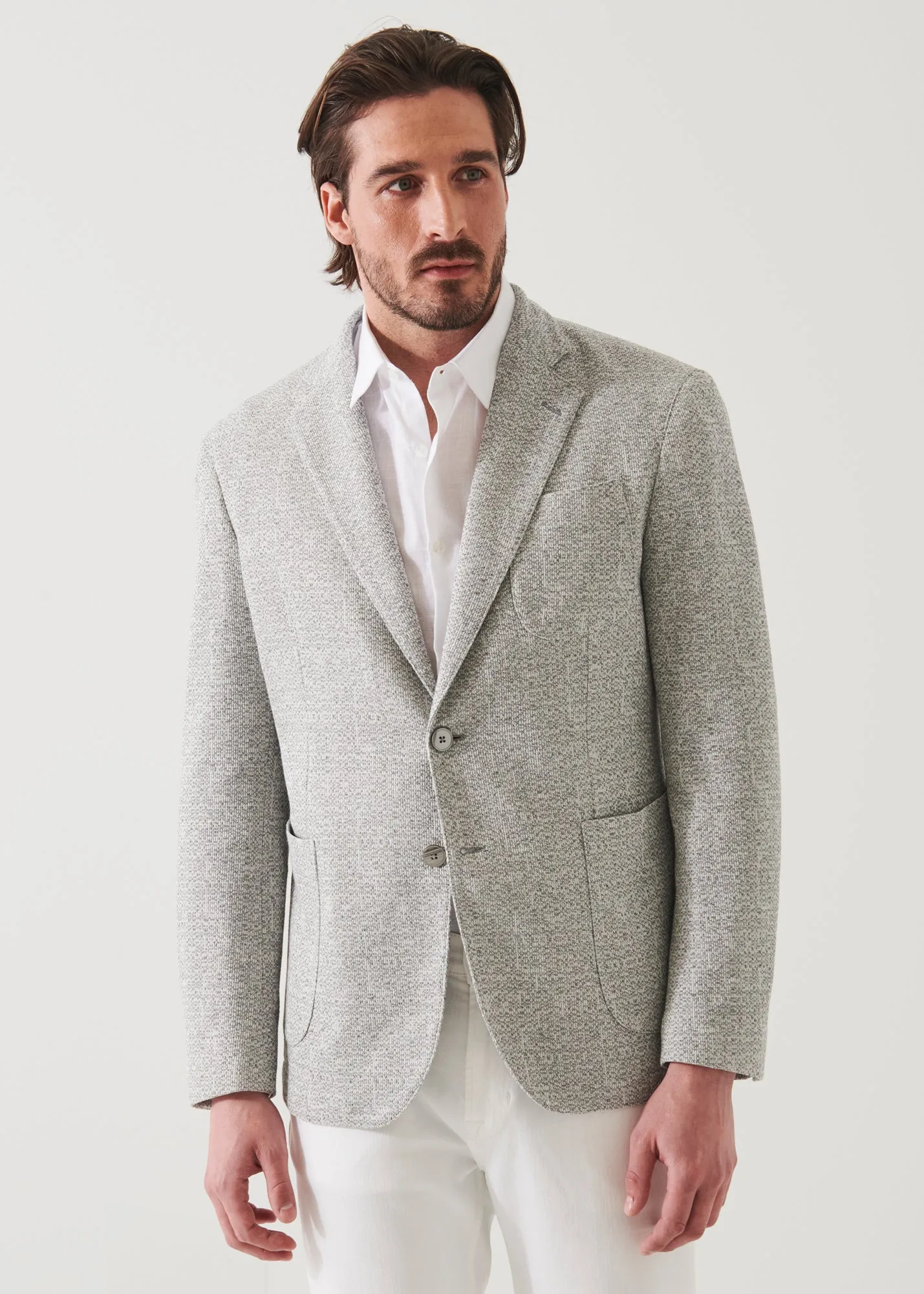 LINEN WOOL BLEND TEXTURED BLAZER