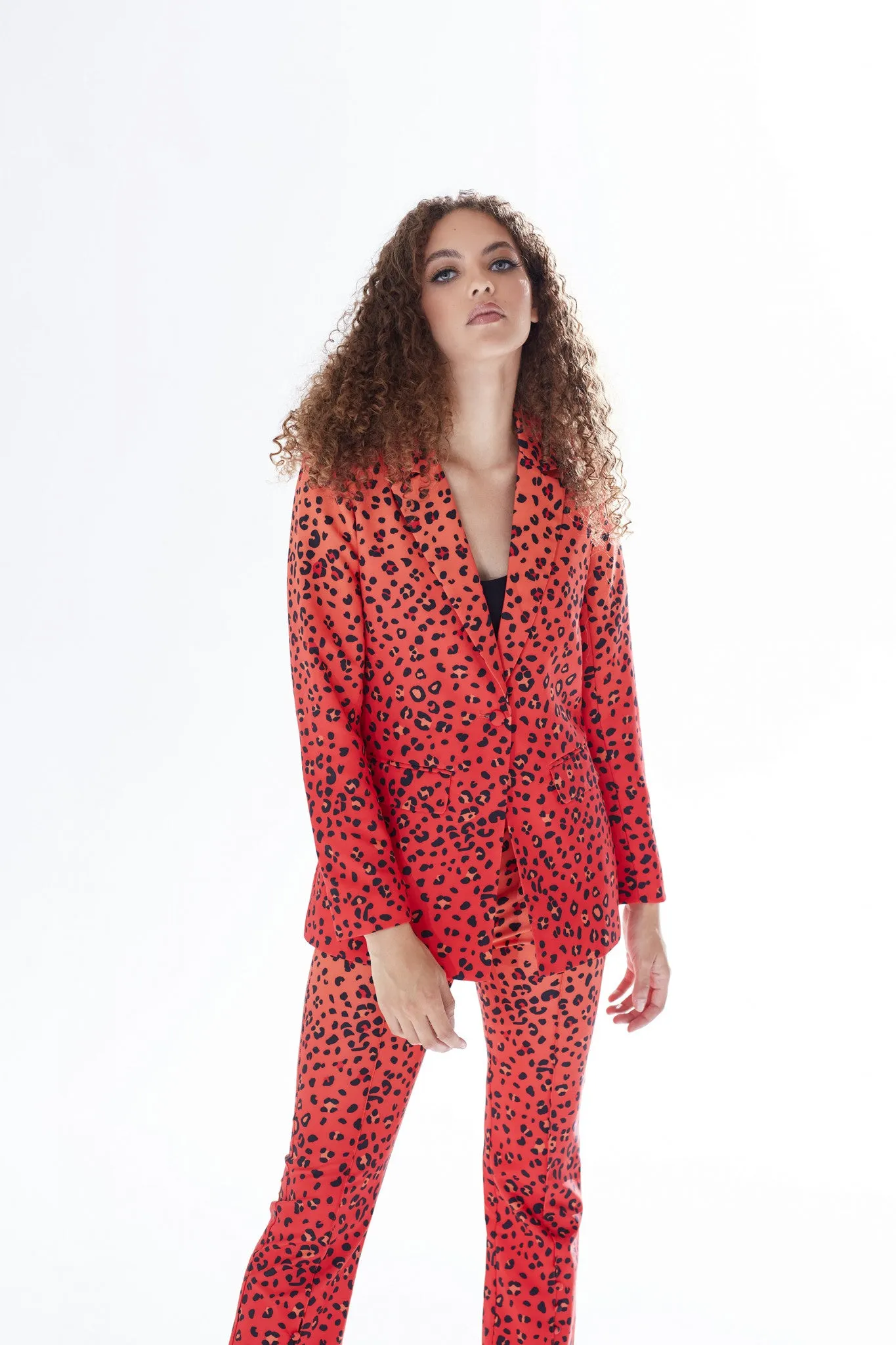 Liquorish Red Animal Print Blazer