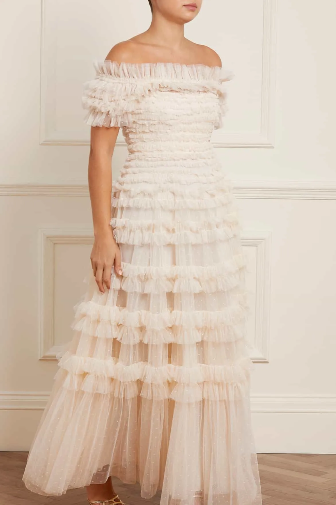 Lisette Ruffle Off Shoulder Gown