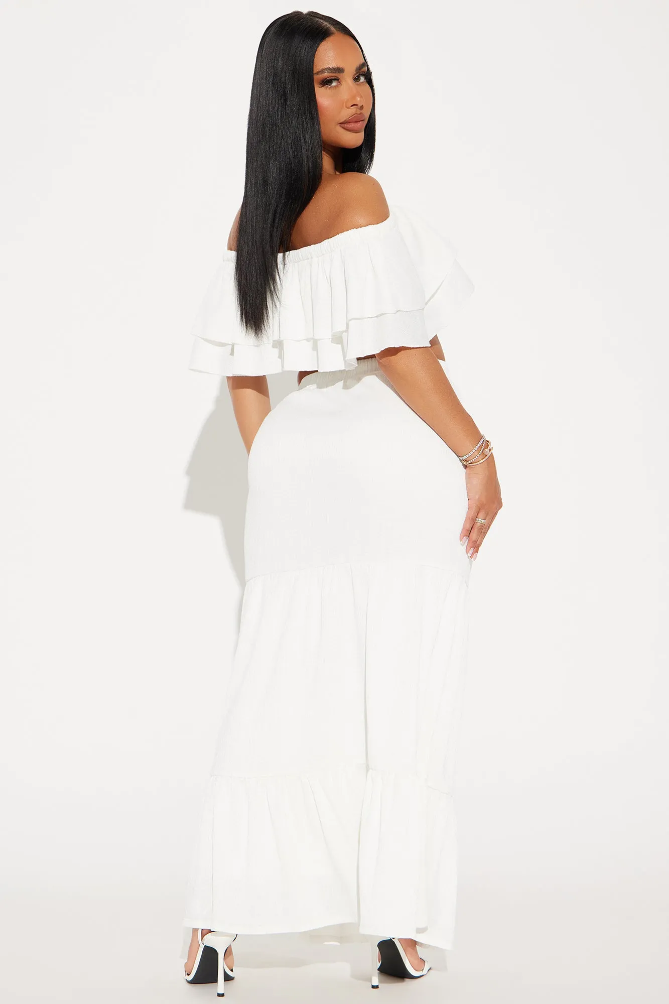 Noelle Tiered Skirt Set - White