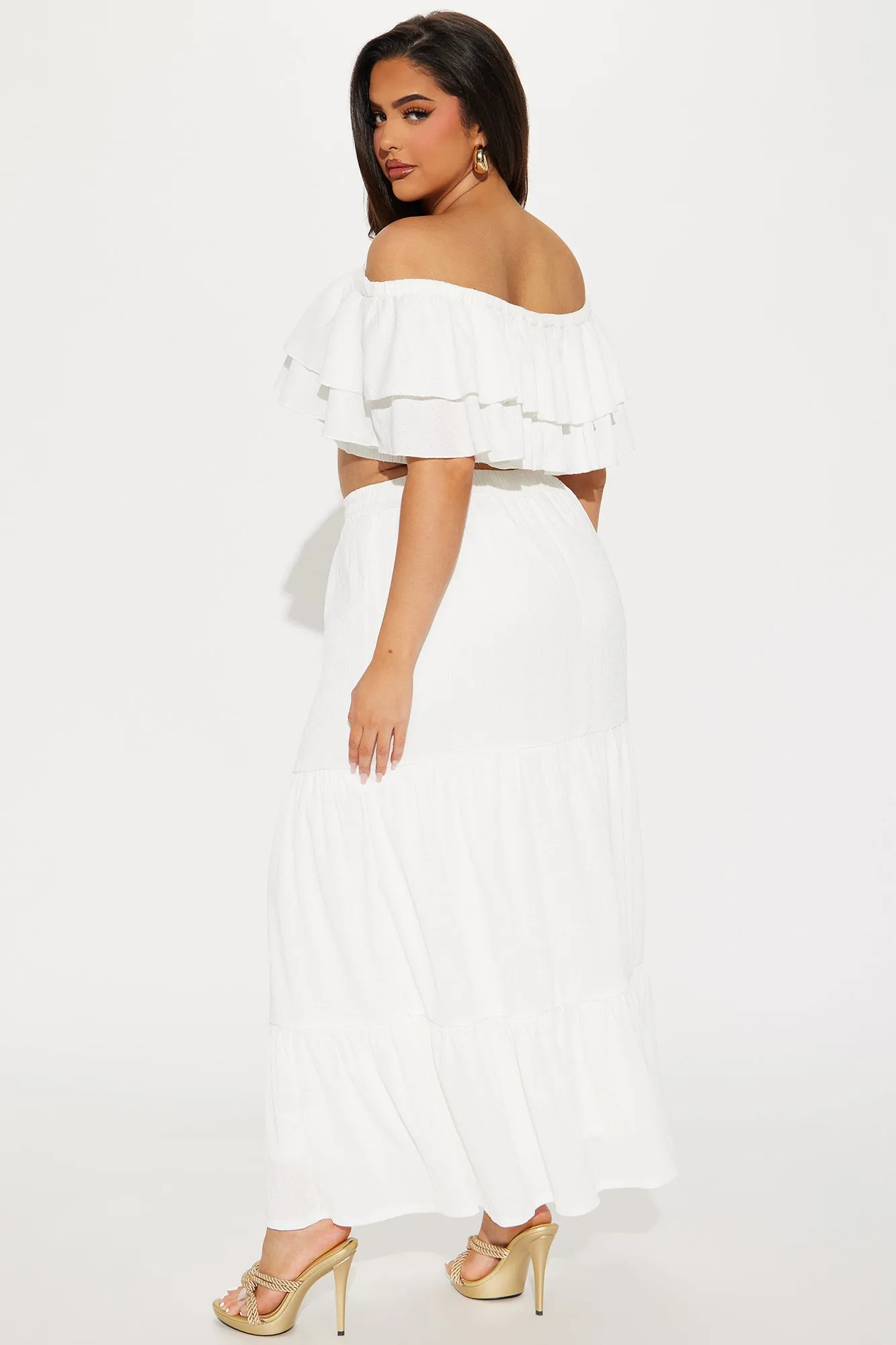 Noelle Tiered Skirt Set - White