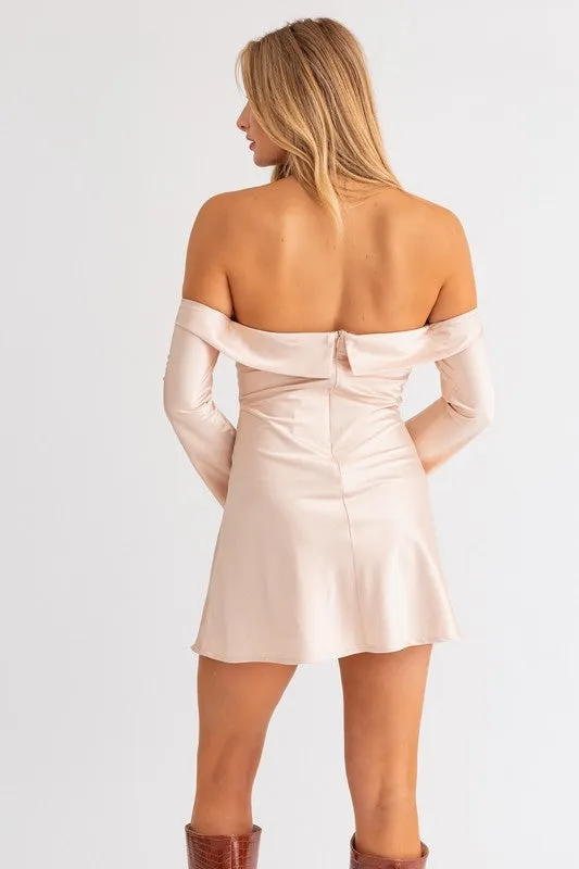 Off Shoulder Bias Mini Dress