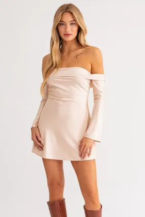 Off Shoulder Bias Mini Dress