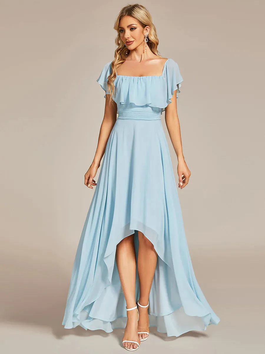 Off Shoulder Chiffon Split Bridesmaid Dress