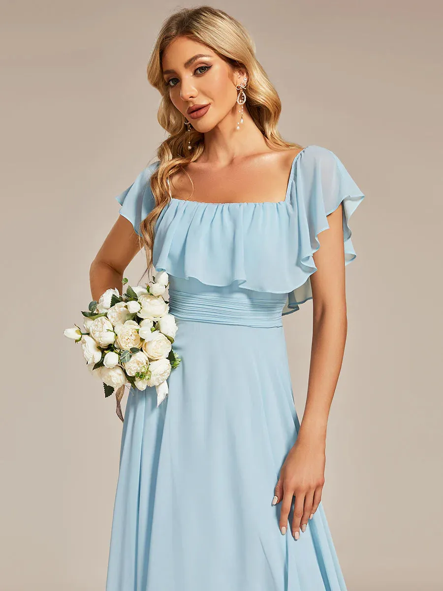 Off Shoulder Chiffon Split Bridesmaid Dress