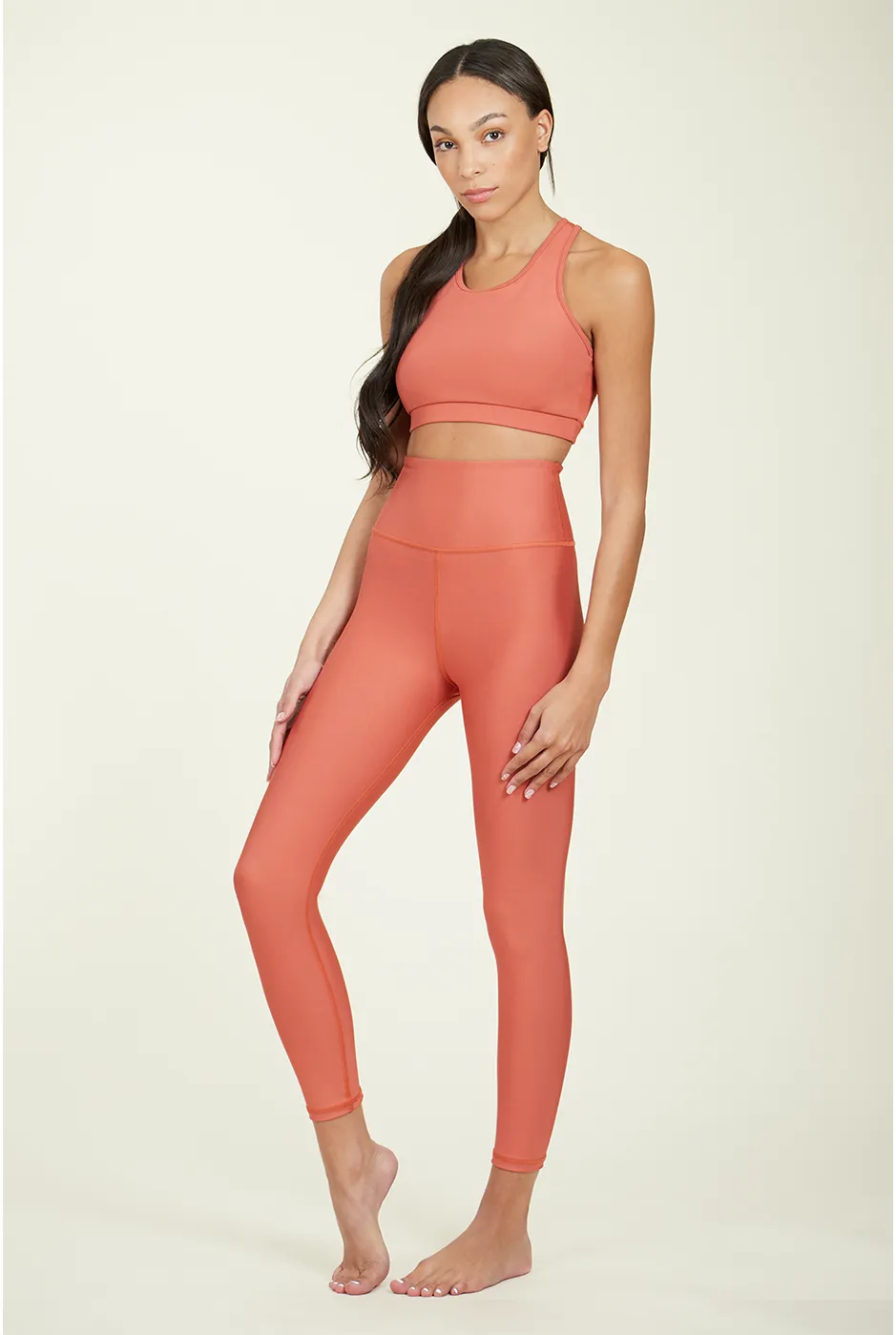 Over-Time Recycled Poly High Waist Legging in Hotsauce