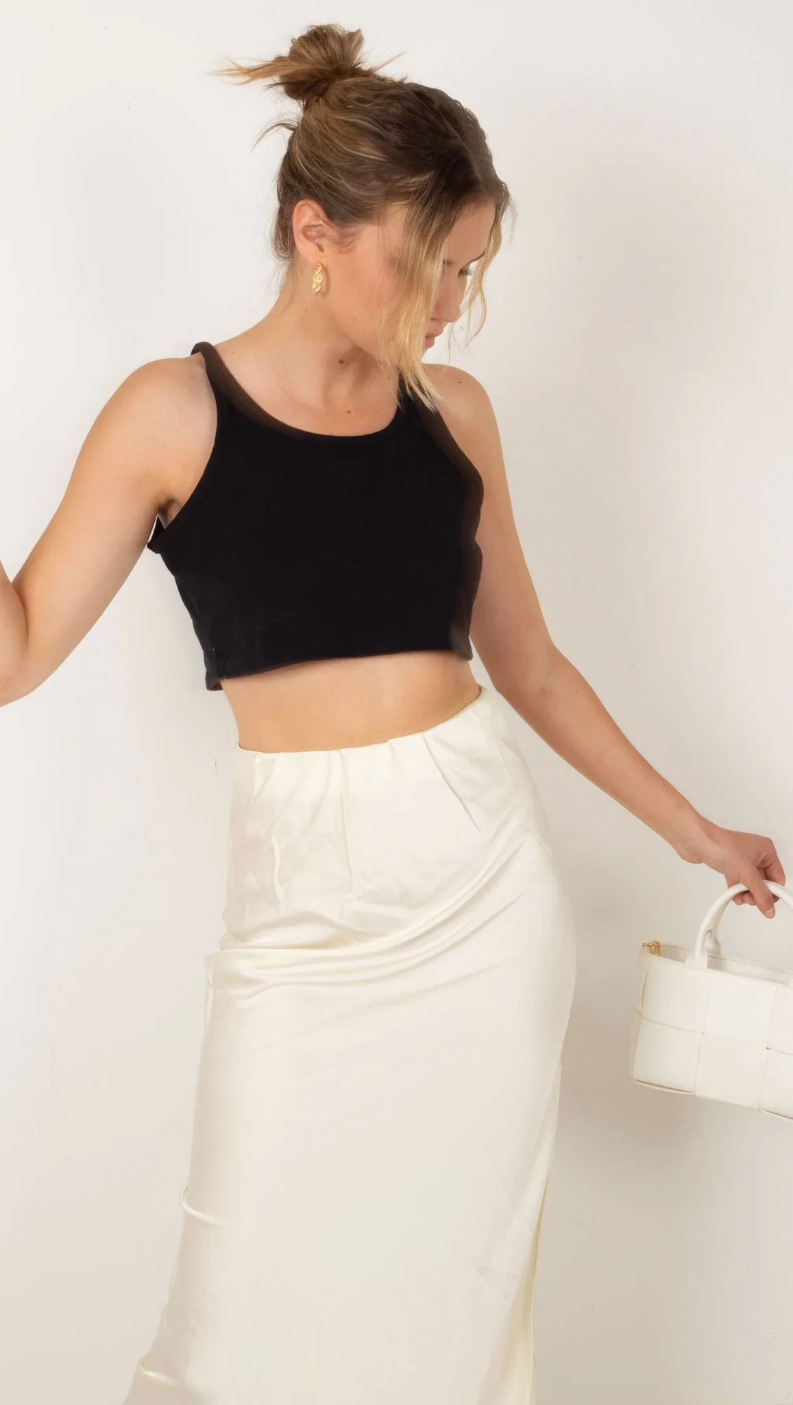 Oversized Crop Tank - Black