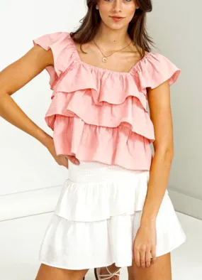 Ozra Pink ruffle top